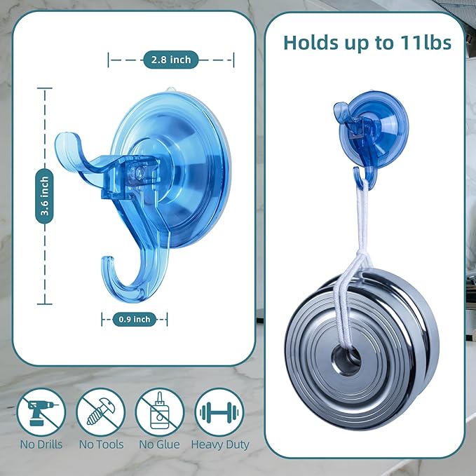 Antimbee 3 Pack Suction Hooks, Kitchen-Up to 11 lbs on Smooth Surface - Image 3