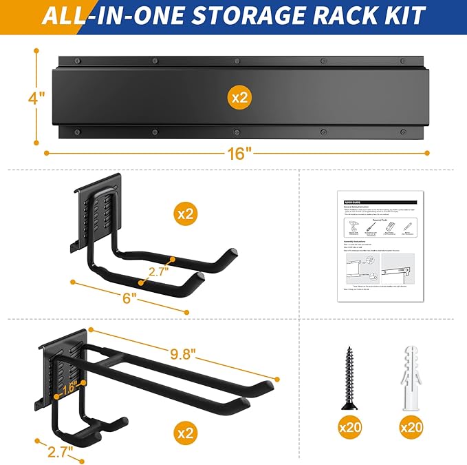 32 Inches Garage Storage, Garage Organization, Wall Mount Garden Tool Organizer - Image 5