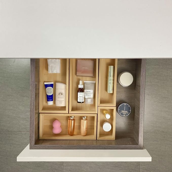 bamboo drawer organizer Set，expandable drawer dividers, wooden storage - Image 6