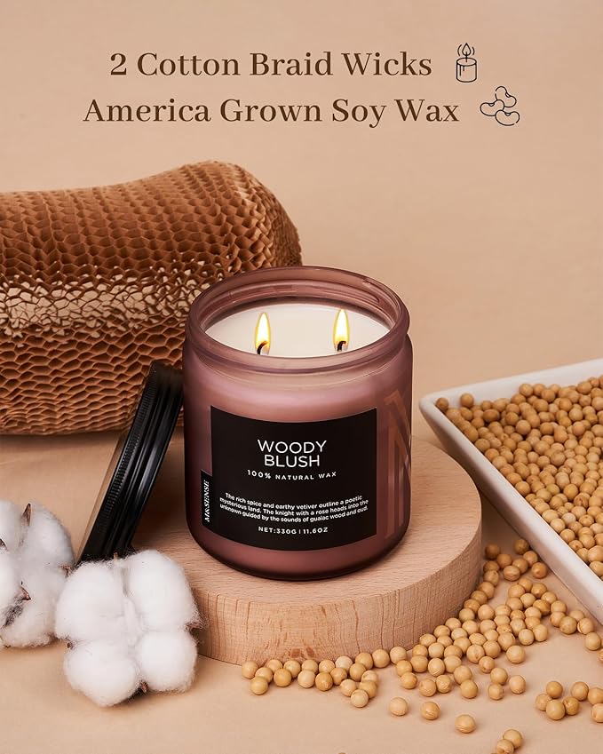 M&SENSE Rose Oudwood Scented Candle, 11.6oz 70 Hours Natural Soy Wax Long - Image 3