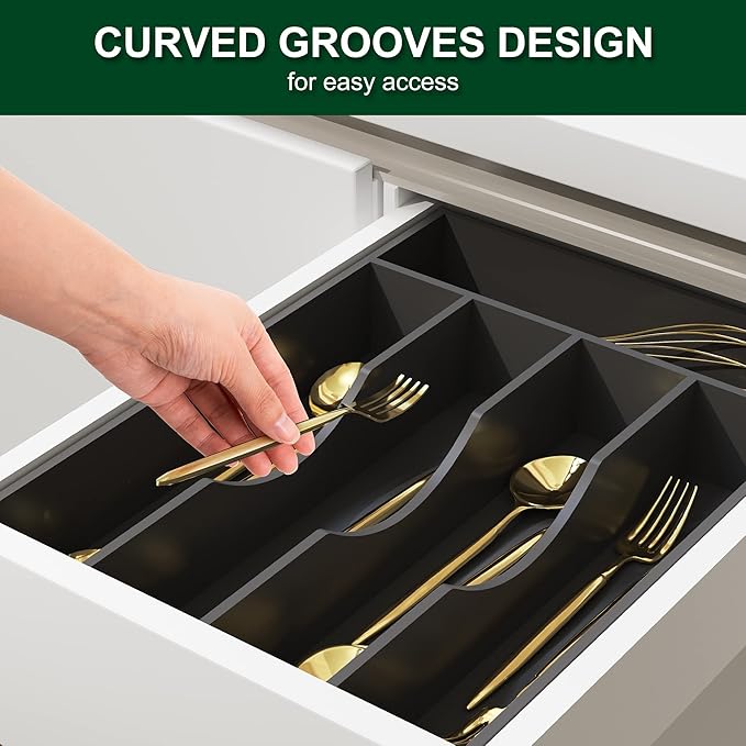 Bellsal Black Utensil Organizer 10 Inch Silverware Tray - Image 6