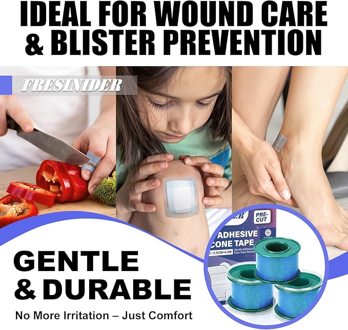 FRESINIDER Silicone Medical Tape – 1" x 1.5 Yard Blue 4 Rolls, Waterproof & - Image 4
