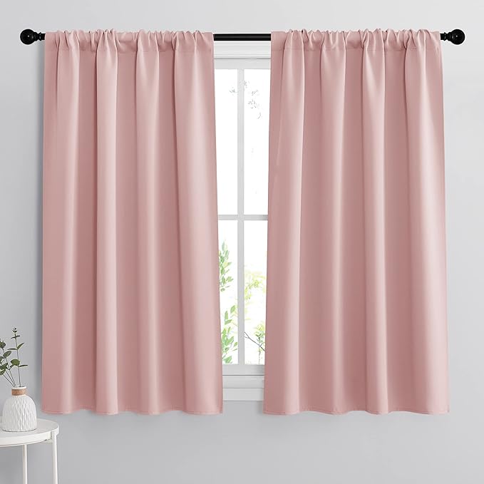 RYB HOME Short Window Curtains for Kitchen, Room Darkening Rod Pocket Drapes by RYBHOME