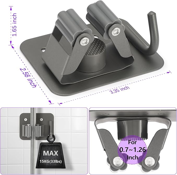 Broom Holder Wall Mount Screw Drilling, Sturdy Heavy Duty Stainless Steel Mop - Image 2