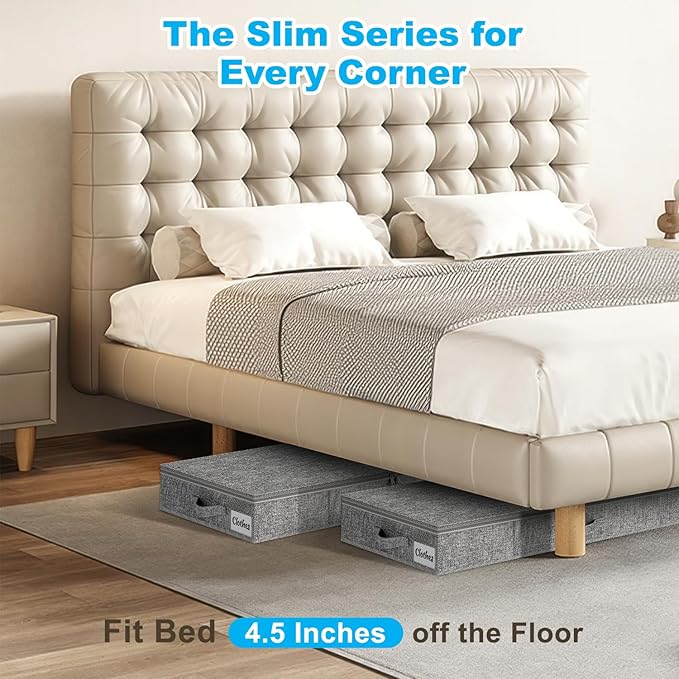 Under Bed Storage Container Bin 4 Pack, 4.5 Inch Slim Low Profile Underbed - Image 2
