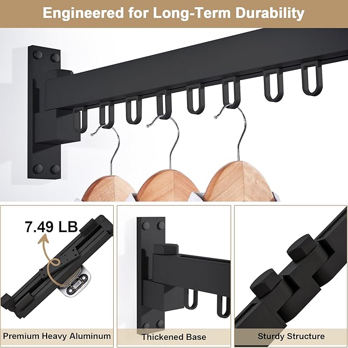 Bakala Clothes Drying Rack Foldable, Laundry Drying Rack Clothing Wall Mounted - Image 9