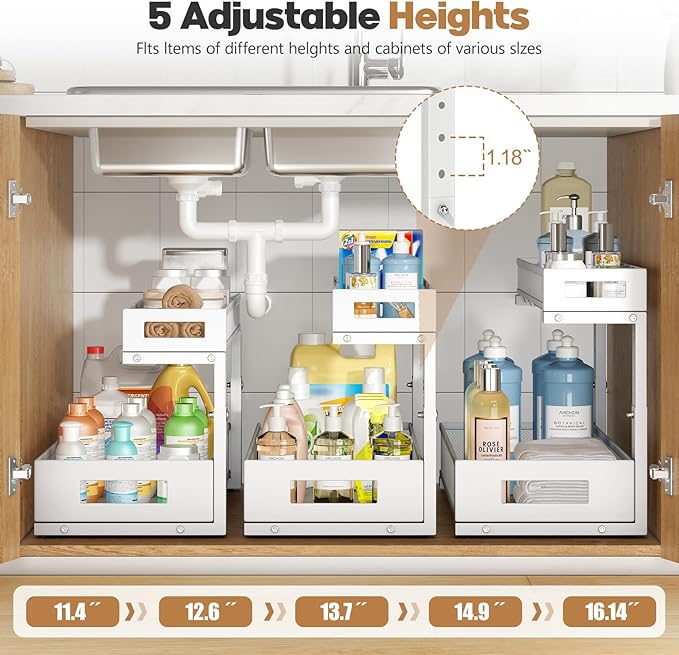 1 Pack 19IN Depth Under Sink Storage Organizer, Large 2-Tier Elegant Mesh Pull - Image 4