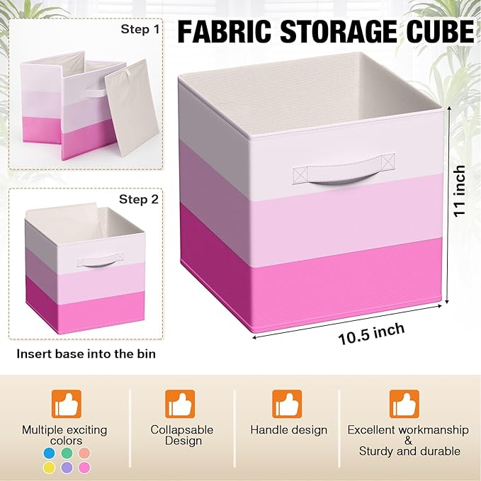 6 Pcs Fabric Storage Cubes Bins - Image 3