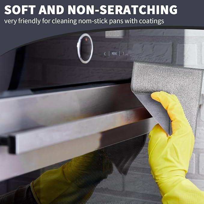 2 in 1 Stainless Steel Scrubber & Microfiber Cleaning Cloth, 10 Pack Towel & - Image 7
