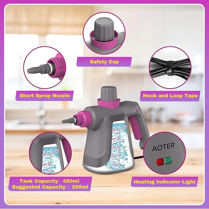 Pressurized Handheld Steam Cleaner, Portable Multi-Surface Cleaner - Image 6