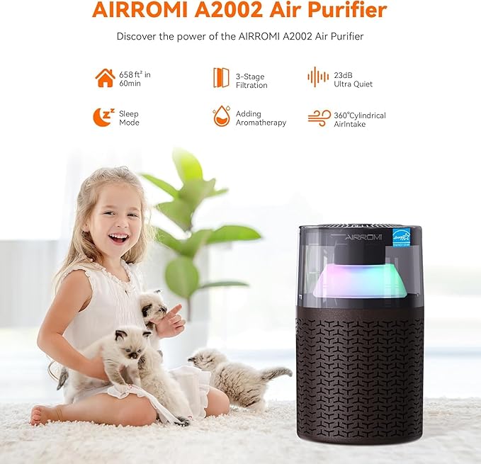 AIRROMI Air Purifiers for Bedroom Home, Activated Carbon Filter Cleaner - Image 3