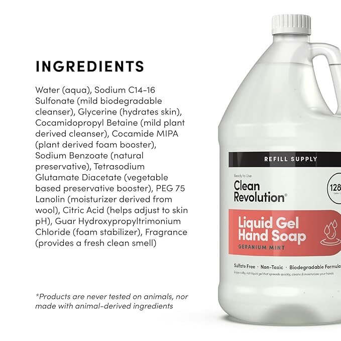 Clean Revolution Liquid Gel Hand Soap, Silky Rich Liquid, Quick Lather - Image 5