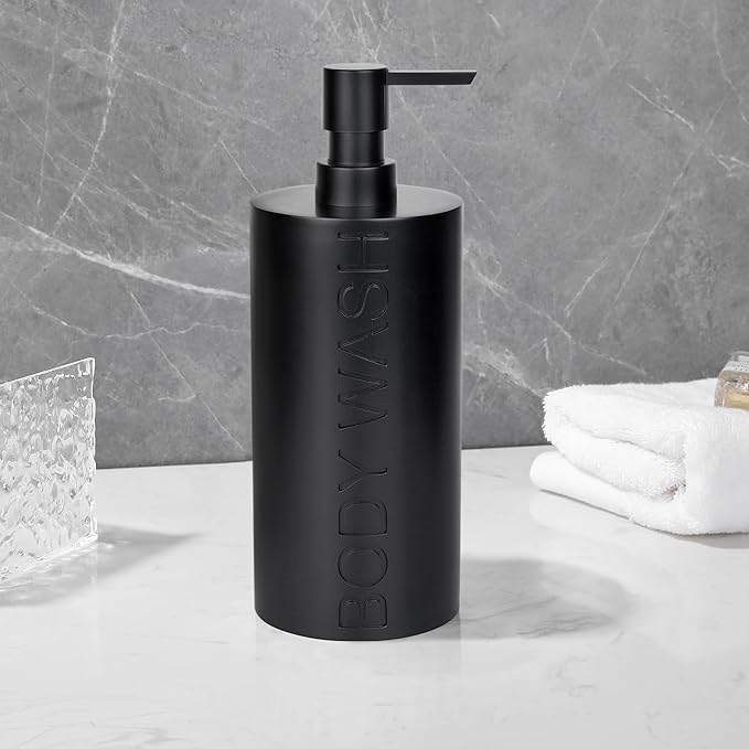 Matte Black Body Wash Dispenser Luxurious Refillable Pump Bottle - Image 8