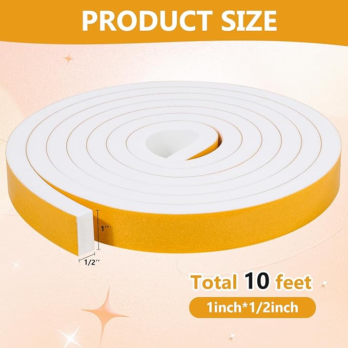 Weather Stripping Seal for Door Window, 10Feet High Density Foam Tape, - Image 2