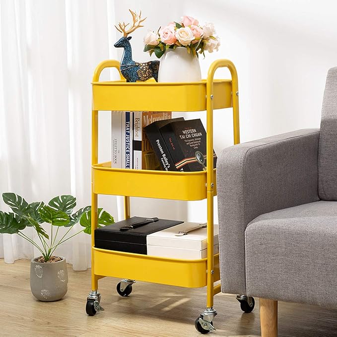 AGTEK Makeup Cart, Movable Rolling Organizer Cart, 3 Tier Metal Utility Cart - Image 6