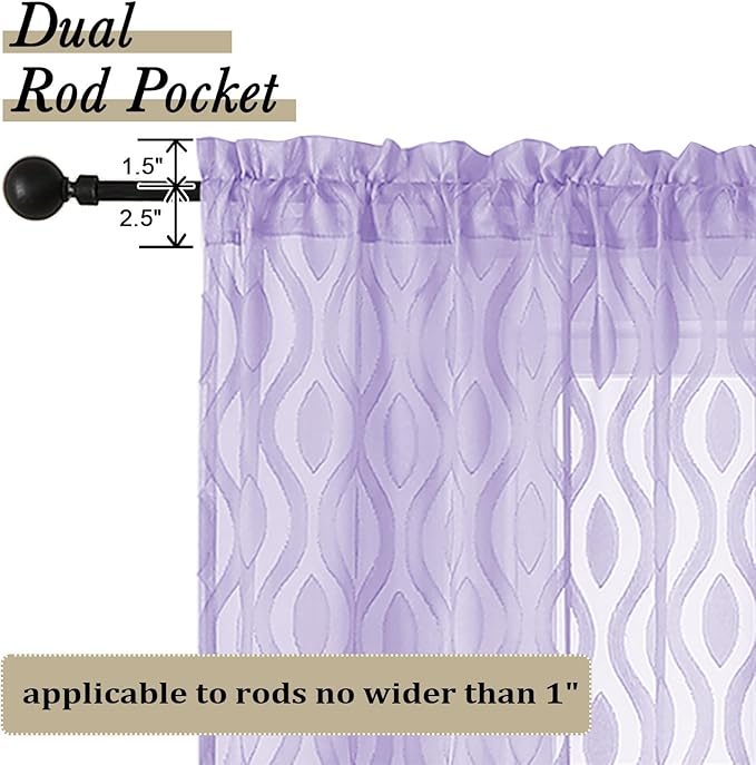 Aiyufeng Lavender Sheer Curtains Tiers 36 Inch Length, Light Filtering Soft - Image 4