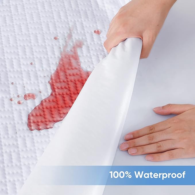 Hanherry 100% Waterproof Mattress Protector Full Size, Mattress Cover 3D Air - Image 3