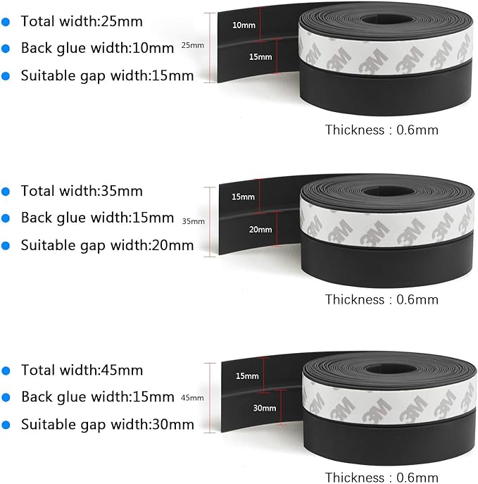TAROSE Weather Stripping, Silicone Door Seal Strip Door 16 Feet Long Black - Image 2