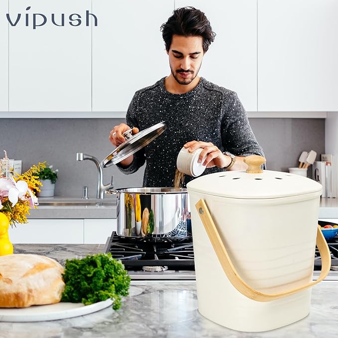 Vipush Bamboo Fiber Compost Bin - Image 8