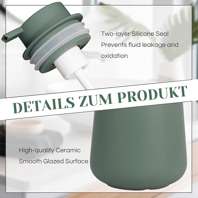 INGOFIN Ceramic Foaming Soap Dispenser - 12oz Foam Hand Soap Dispenser Bathroom - Image 5