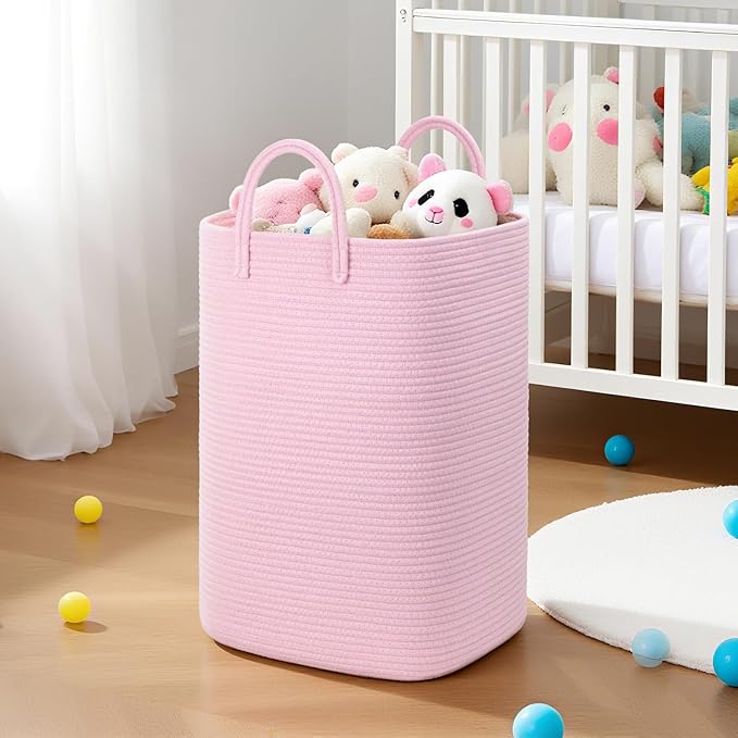 Laundry Basket, Woven Cotton Rope Laundry Hamper, 100L Versatile Storage - Image 6