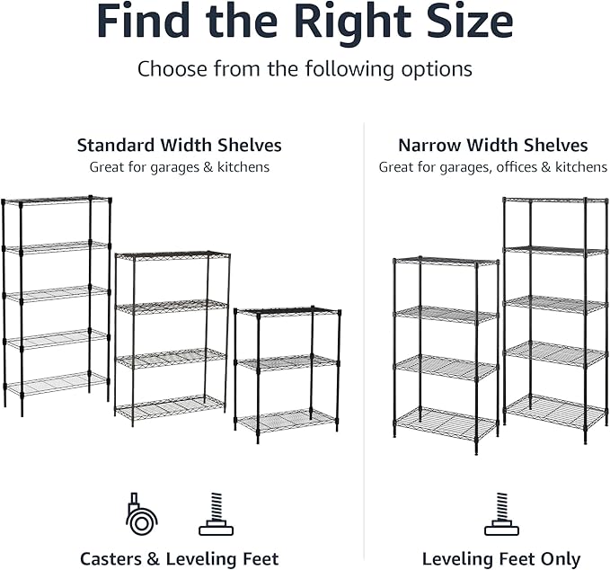 Amazon Basics 3-Shelf Adjustable Heavy Duty Steel Wire Rack Storage Shelving - Image 4