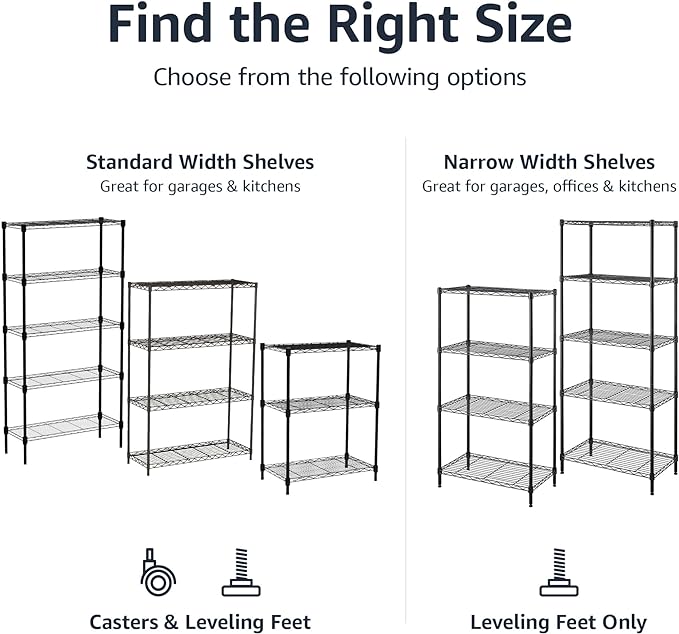 Amazon Basics 5-Shelf Multipurpose Adjustable Sturdy Steel Storage Shelving Unit - Image 4