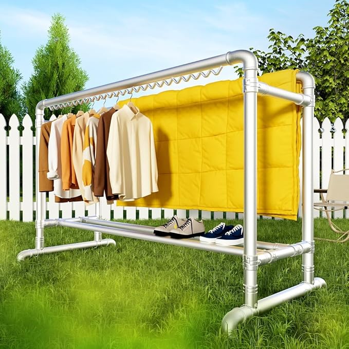 Clothes Drying Rack with Windproof Hooks, 78.7 inch Adjustable Heavy Duty - Image 6