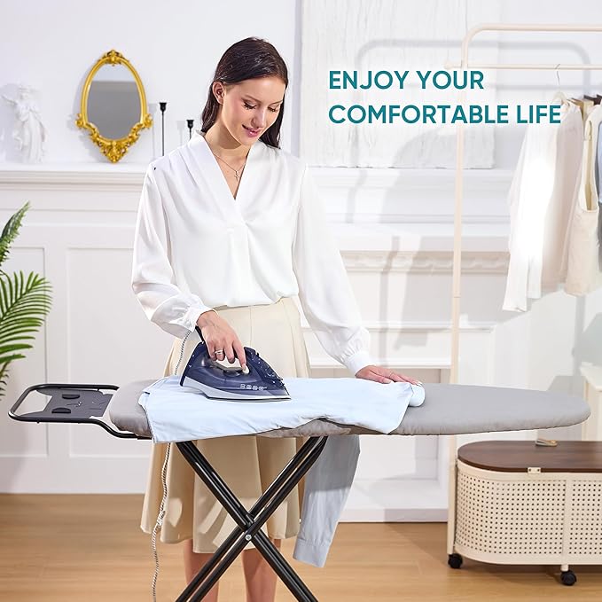 Ironing Board 13" X 43" W/Height Adjustable, Safety Iron Rest, Extra Heavy Cover - Image 3