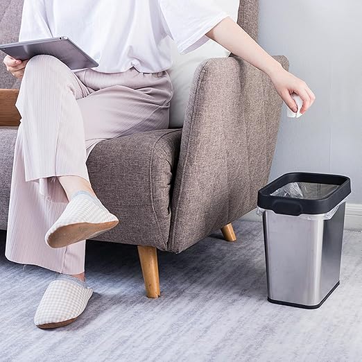 2 Pack Stainless Steel Trash Can 3 Gallon, Open Top Trash Can, Rectangle - Image 2