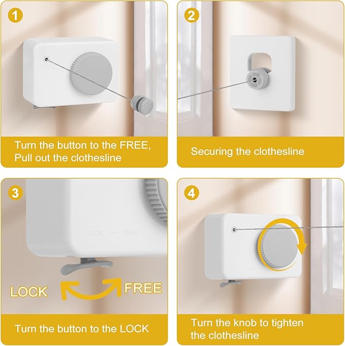 Retractable Clothesline Indoor/Outdoor, Anti-Sag - Image 3