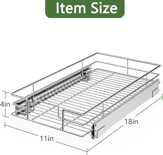 LOVMOR Pull Out Cabinet Organizer 11" W x 18" D, Kitchen Cabinet Pull Out - Image 4
