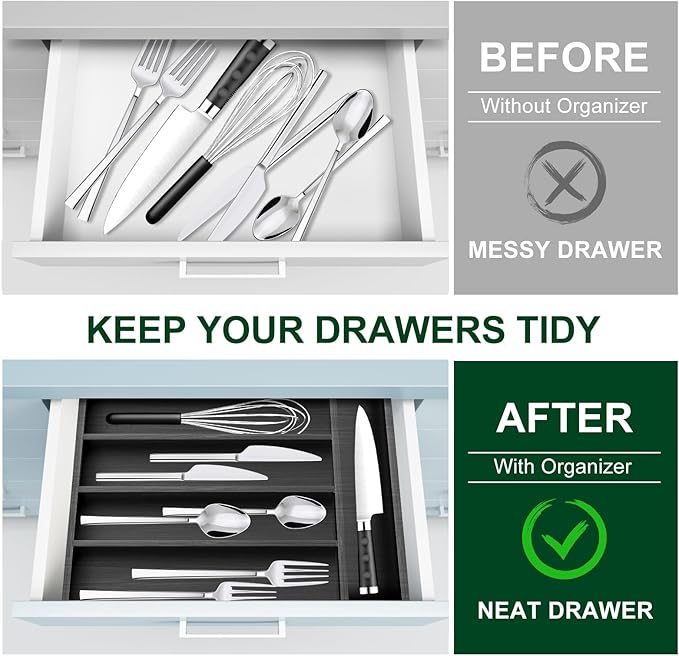 Small Silverware Organizer Utensil Tray 13"x9" Kitchen Drawer Organizers and - Image 4