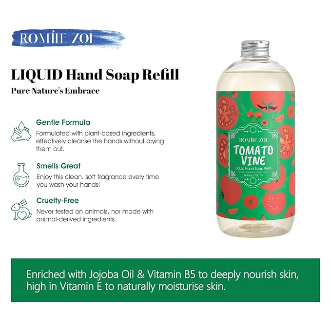 ROMIIE ZOI Liquid Hand Soap Refill, Tomato Vine, Gentle & Moisturizing Formula - Image 7
