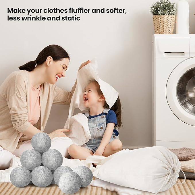Kenning 26 Pieces Wool Dryer Balls Set, 24 Reusable Dryer Balls - Image 7
