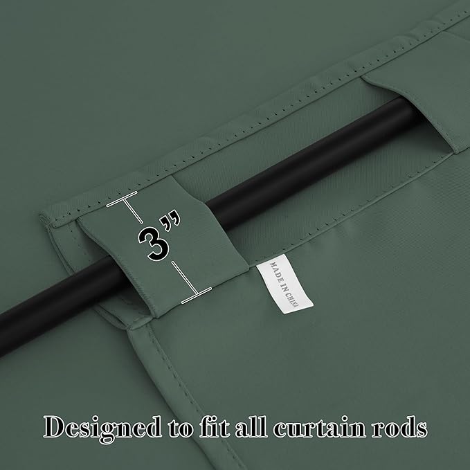 RYB HOME Dark Green Small Blackout Window Curtains - Image 6