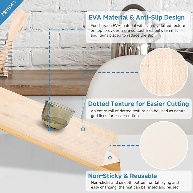 Shelf Liners 24 in x 20 ft EVA Drawer Mats, Non-Adhesive Cupboard Protector - Image 2