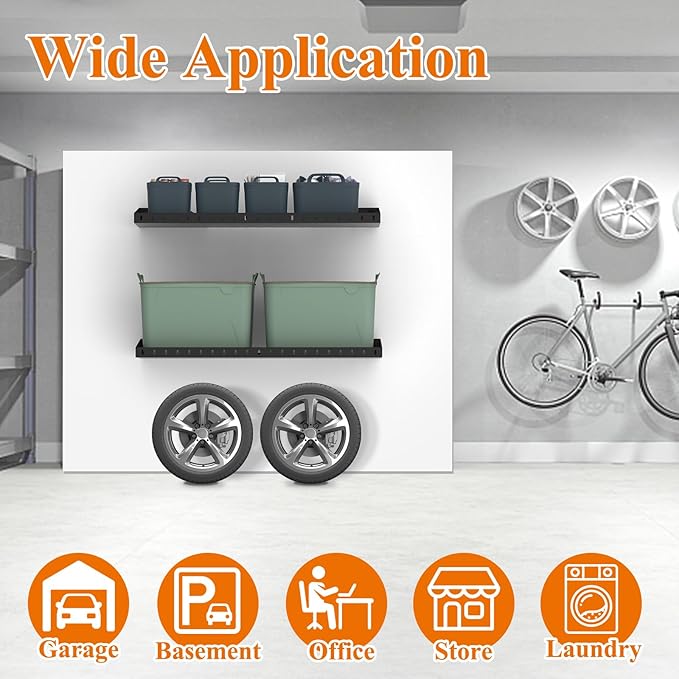 PEKGRIL 2 Pack Garage Wall Shelf, 1X2 Ft Heavy Duty Garage Shelving, Wall - Image 5