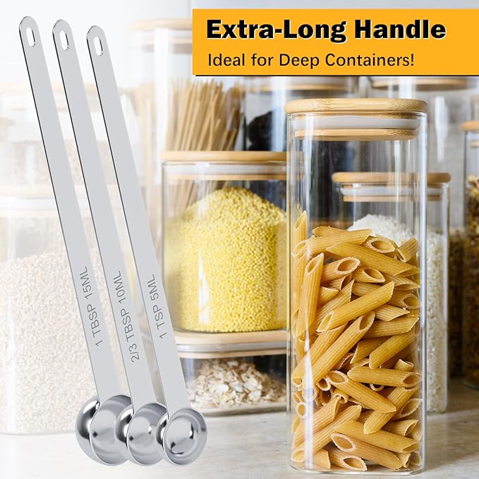 2PCS 1Tsp Extra Long Handle Measuring Spoon, Single Stainless Steel Individual - Image 3