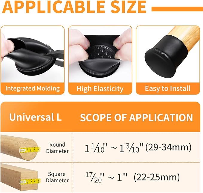 Ezprotekt 24 Pcs Black Chair Leg Sliders - Image 2