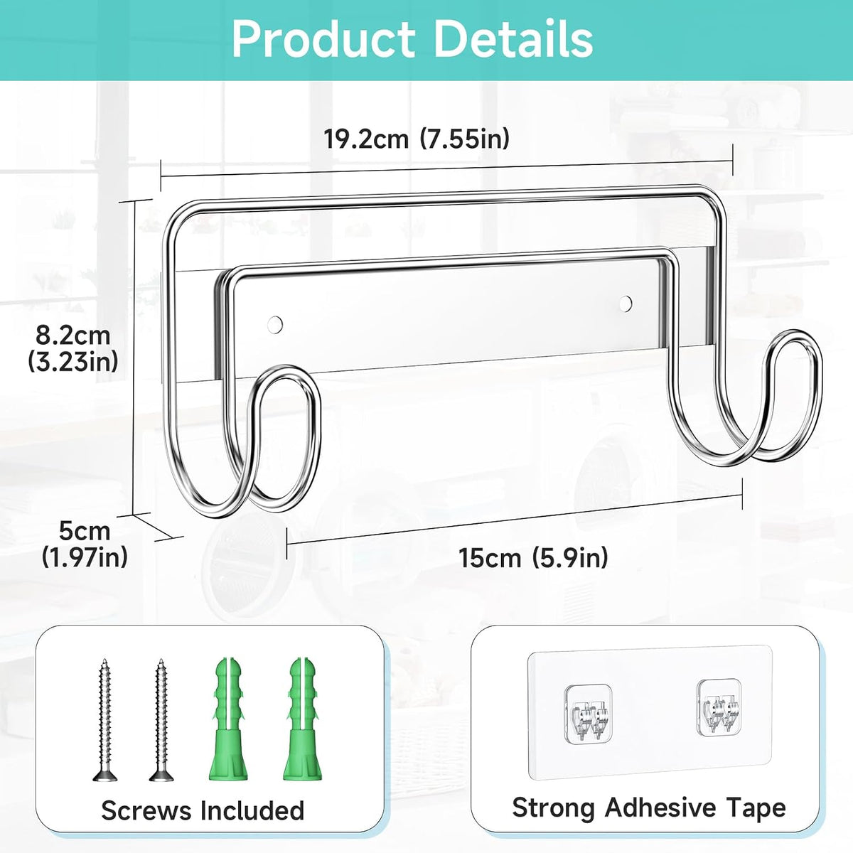 Ironing Board Hanger Wall Mount, Ironing Board Holder for T or Y Leg, Stainless Steel Iron Board Hanger, Laundry Room Wall Hook for Iron Board Holder (Silver)