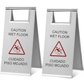 Kigley 2 Pcs Wet Floor Sign, 17 Inch Stainless Steel Caution Wet Floor Sign by Kigley