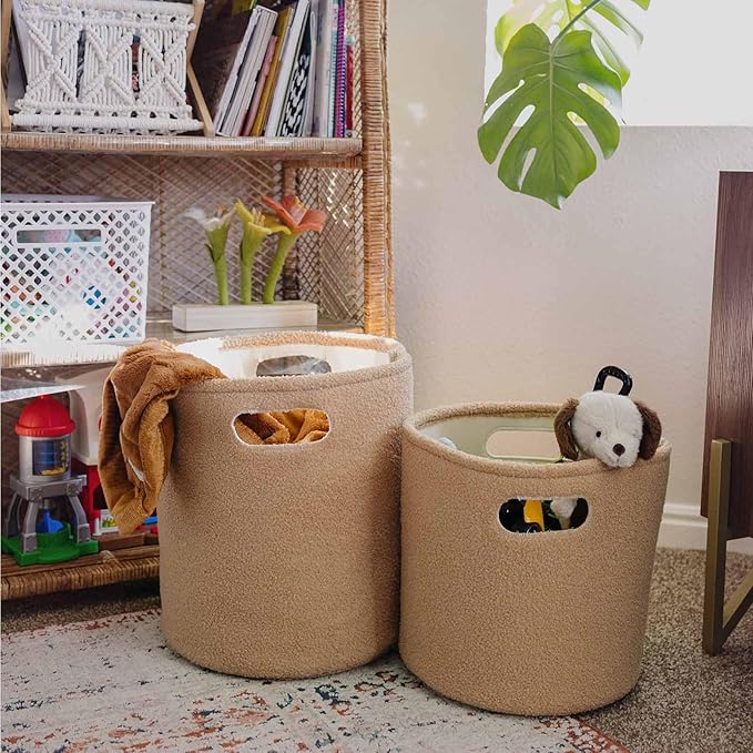 PUTSKA Basket –Round Storage for Clothes – Soft Baby Girl Basket for Nursery - Image 2