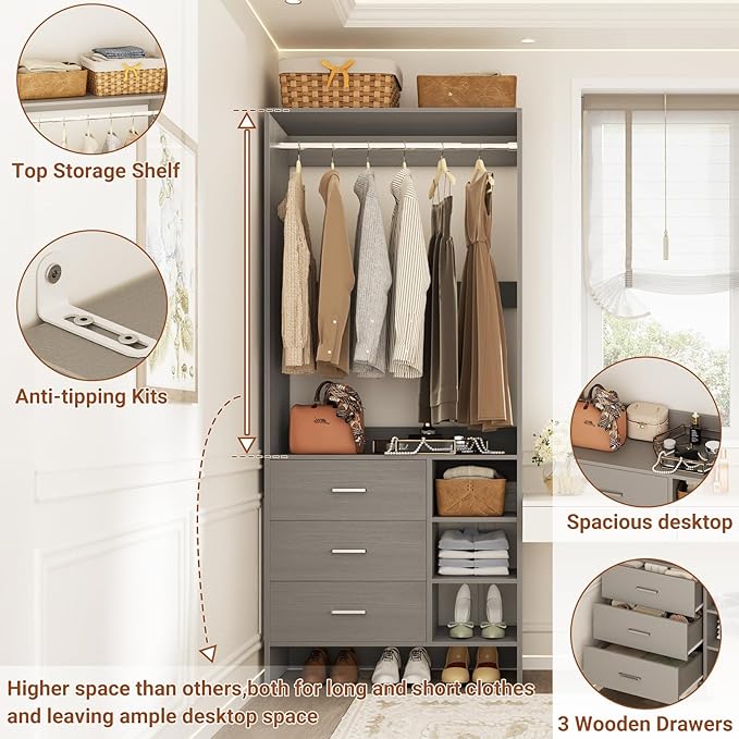 Aheaplus 2.5FT Closet System - Image 2