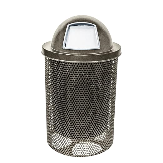 COATEDOUTDOORFURNITURE 32-Gallon Heavy-Duty Punched Steel Round Trash Receptacle by CoatedOutdoorFurniture