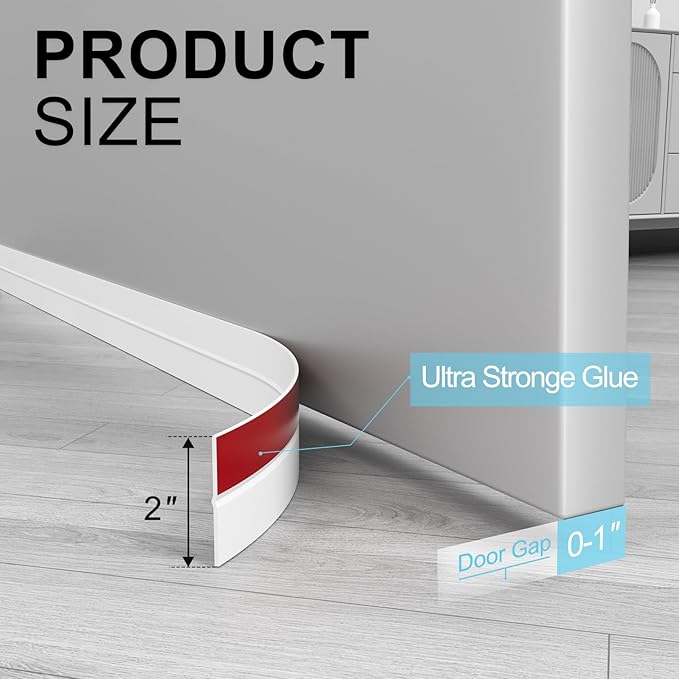 Heavy-Duty 20 ft x 2 in Weather Stripping, Door Draft Stopper Silicone Seal - Image 2