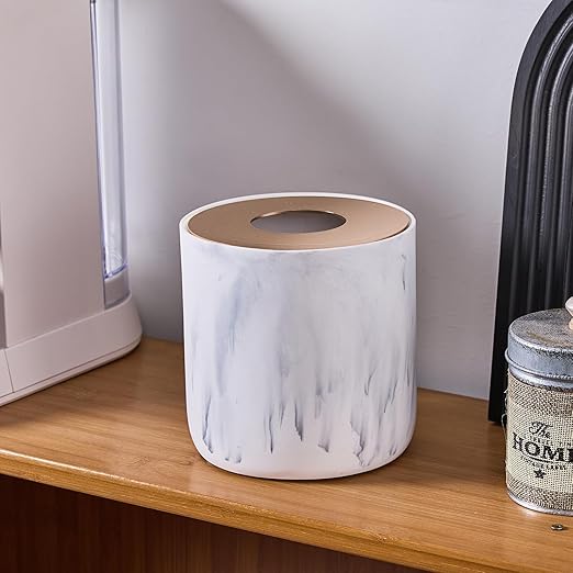 White Marble Textural Mini Trash Can - Image 4
