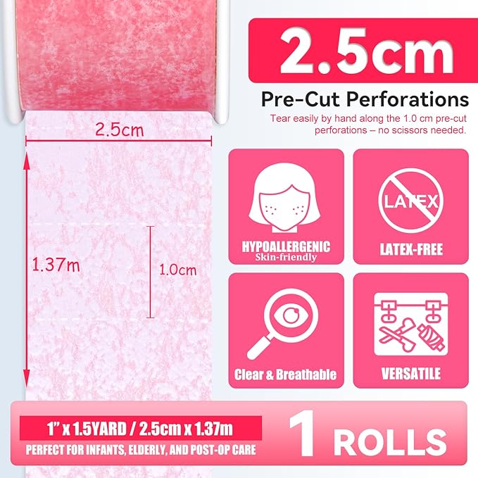 FRESINIDER Silicone Tape 1" x 1.5 Yard Pink 2 Rolls - Image 2