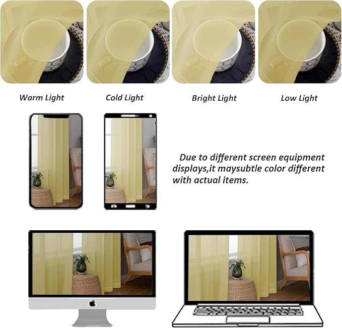 Chyhomenyc Sheer Valances for Windows 2 Pack, Small Valance for Living Room - Image 5