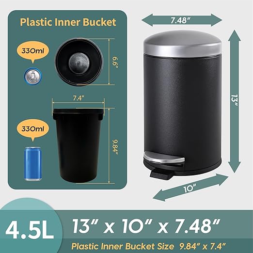 SunnyPoint 4.5 Liter Round Trash Can - Image 4